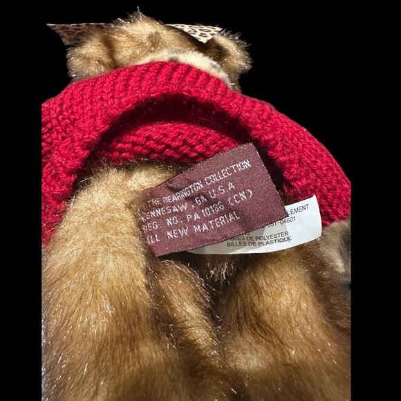 Bearington Bear in Red Knitted Sweater, Fully Jointed Collectible Stuffed Animal - Picture 7 of 7